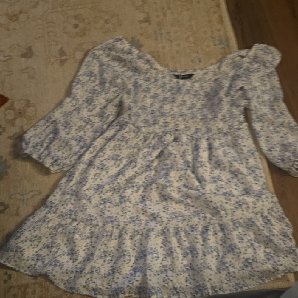 Floral Blue and White Womens Dress